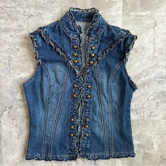 Star Jeans Tops - Star Jeans y2k ruffled denim vest